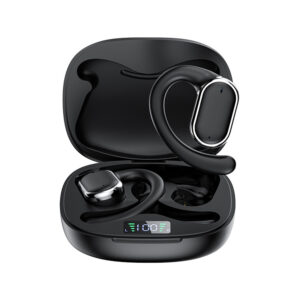 X93 Wireless Earbuds ENC Noise Canceling Power Display Stereo Headphones With Ear Hooks For Smart Phone Laptop black
