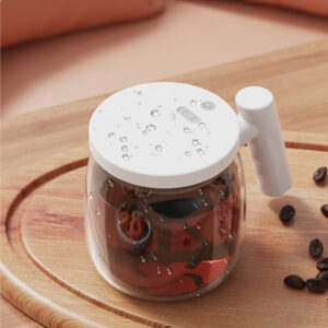 Electric High Speed Mixing Cup, Self Stirring Mug With USB Charging Port, Waterproof Glass Structure, Button, Lid, 400ml Glass Self Stirring Mug For Home elegant white 400ml