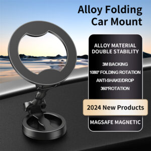 Car Phone Mount Holder 360 Degree Rotation Car Mount Mobile Phone Stand Magnetic Foldable Cradle Universal Car Phone Holder black