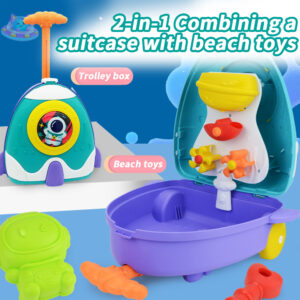 Summer Beach Sand Toys Luggage Toy Kit Sand Water Toys Space Suitcase For Toddlers Boys Girls Beach Accessories 10pcs, random colors