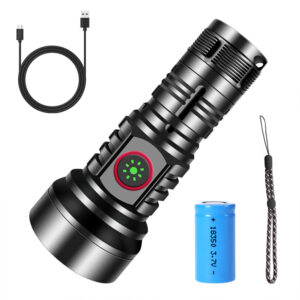 LED Extremely Bright Torch, 50000 Lumens Flashlight, Type-C Rechargeable Zoom Torch, IP65 Waterproof Flashlight With 4 Light Modes For Camping Hiking Battery not included
