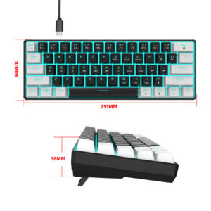V900 Gaming Keyboard 61 Keys Wired Computer Keyboard With Colorful LED Backlight Keyboard For Laptop PC Tablet Red black mixed color light