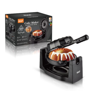 Household Cake Machine, Stainless Steel Rotating Cake Maker With Non-stick Plate, 1800W Even Heating, Locking And Cool Touch Handles, For Commercial Use, EU Plug black