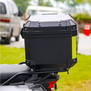 Motorcycle Top Box Lockable Helmet Luggage Storage Rear Tour Box with Reflective Design