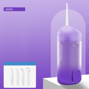 Portable Dental Flosser Teeth Pick, 4 Nozzles Oral Irrigator Waterproof Electric Waterflosser Flossing Machine With 3 Modes 0.5 MM Slim Water Teeth Pick For Orthodontic Population Purple upgraded model