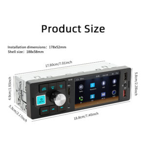 FM60 Single Din Car Stereo Radio Compatible For Ios Car Interaction System/Android Auto 4.1"" Screen Supports FM/MP5/TF/AUX/USB/Quick Charging black