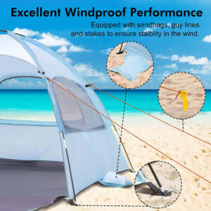 Beach Tent, 210T Sun Protection Beach Shade Tent, 8.0mm Fiberglass Frame Sun Shelter Canopy, Easy Setup Cabana Beach Tent With Carrying Bag green 260*165*150CM