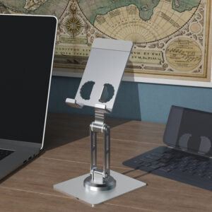 YY-023 Folding Cell Phone Stand Desk Adjustable Phone Holder Aluminum Alloy Tablet Stand Anti-Slip Base For All Phones Tablet grey below 10 inches