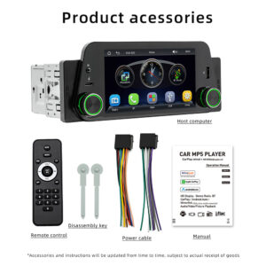 Single Din Car Stereo Radio Compatible For Ios Car Interaction System/Android Auto Supports FM Audio Receiver MP5 Player USB Flash Drive Quick Charging F152W (wireless)