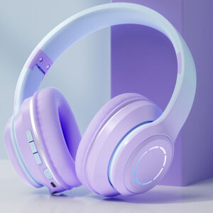 Wireless Headphones HiFi Stereo Over Ear Headphones Colorful Lighting Headset For Travel Office Cell Phone PC green