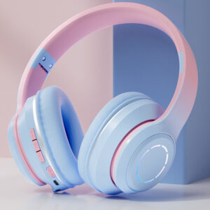 Wireless Headphones HiFi Stereo Over Ear Headphones Colorful Lighting Headset For Travel Office Cell Phone PC black