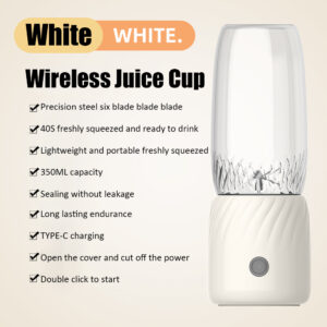 Portable Blender, Portable Juicer Blender With 6 Stainless Steel Blades, Motor Base, Button, 1500mA Battery Personal Size Blender Juicer Cup For School blue