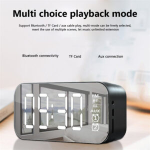 A18 Portable Wireless Speaker Clock Stereo Speaker With LED Screen FM Radio Dual Alarm Clock For Indoor Outdoor Travelling black