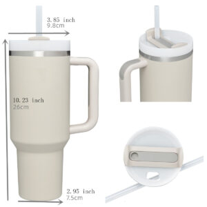 Insulated Tumblers Stainless Steel Tumbler With Handle, Lid, Straw Gift For Woman Girlfriend Valentine's Day 40oz White 40oz