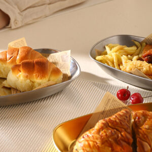 Stainless Steel Plates, Camping Plate, Lightweight Portable Stainless Steel Dishes, Durable Bread Dessert Tableware