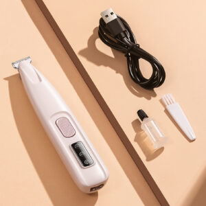 Cordless Dog Paw Trimmer For Grooming, Electric Grooming Clippers With LED Light, Smart Display Screen, Waterproof Small Pet Hair Trimmer For Dogs Cats White-Standard