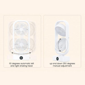 Tower Fan, Small Tower Fan, Rechargeable USB Fan With 350° Tilt 110° Oscillation, 3 Speeds, 3h Auto-Off Timer Fan For Bedroom Office Home Camping black