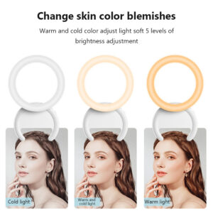 Selfie Ring Light Outdoor Portable Rechargeable Selfie Fill Light With 3 Color Temperatures And 5 Brightness Levels For Smart Phone Photography Camera Video Makes Up white