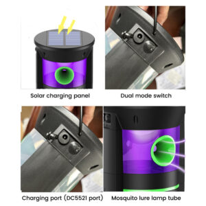 Outdoor Solar Bug Zapper, Portable Electric Mosquito Killer, Rechargeable Insect Fly Trap,Mosquito Pest Attractant Trap solar mosquito killer lamp