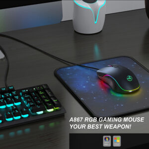 A869 Gaming Mouse With 7 Bright Colors Backlit Wired 3200DPI Mice Optical Professional Gaming Mouse For PC Laptop Desktop Notebook A869 White Colorful Luminous