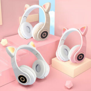 Wireless Headsets Lighting HiFi Stereo Over Ear Noise Canceling Headphones Gaming Headset For Cell Phones PC Tablet red