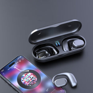 Wireless Earbuds With Earhooks Power Display Charging Case Built In Mic Headset For Running Workout Sport yellow