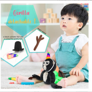 Gorilla Plush Doll Cute Soft Stuffed Cartoon Monkey Plush Dolls For Sofa Ornaments Kids Birthday Gifts Black Model A + Accessories vacuum packaging