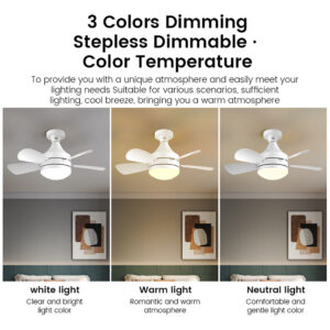 Socket Fan Light With Remote, E27 Base Screw Ceiling Fan With Light, Detachable Fan Blades, 3 Speed, Dimmable 3 Color Temperatures, Timer Function 18 inches