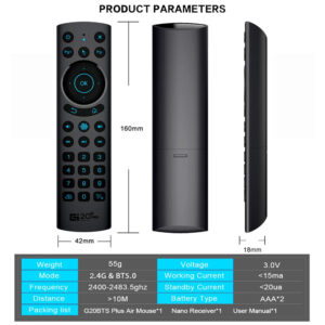 G20S PRO Air Mouse Wireless Keyboard Voice Inputting Air Fly Mouse Universal Remote Control Compatible For Android TV Box black