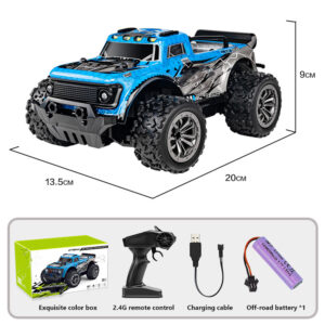 Remote Control Car, Rc Cars Truck High With Charging Cable, Strength Differential, High Capacity Battery, Off-road Tires, 30 Minute Ultra Long Endurance Off-road Vehicle Blue [Light Edition] A battery