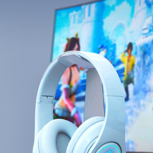 Wireless Headset Noise Canceling Powerful Subwoofer HiFi Headphones Over Ear Gaming Headphones For Smart Phone Computer blue