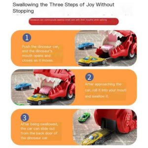 Transformed Dinosaur Car With Alloy Car Unique Tyrannosaurus Rex Track Car Toys For Boys Girls Birthdays Gifts Red dinosaur + 2 alloy cars