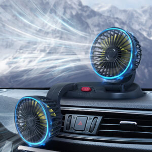 Portable Car Cooling Fan, 360 Degree Rotatable Dual Head Fan With 2 Speed, 360 Degree Rotatable Vehicle Fan For Sedan SUV RV Boat Auto Golf Carts 24V Type