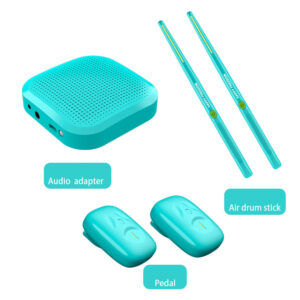 Electric Air Drum Set With Drumsticks Audio Adapter Pedals Audio Cable Electronic Drums Set Portable Drum Machine green