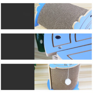 Cat Scratcher Cat Scratch Pad Wtih Cat Teaser Plush Ball Thickened Wear-resistant Corrugated Paper Replaceable Cat Scratch Board For Indoor Small fish blue blue