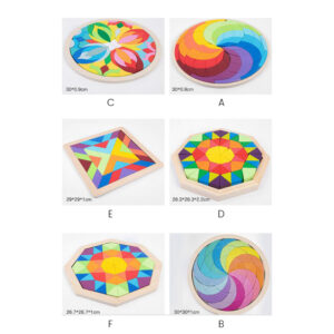 Kids Rainbow Puzzle Building Blocks Wooden Building Bricks Jigsaw Puzzle Early Educational Toys For Kids Gifts A