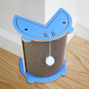 Cat Scratcher Cat Scratch Pad Wtih Cat Teaser Plush Ball Thickened Wear-resistant Corrugated Paper Replaceable Cat Scratch Board For Indoor mouth model blue blue