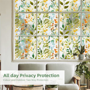 17.7""x45.6"" Stained Glass Window Film, Static Cling Window Privacy Film Decorative For Bedroom, Non-Adhesive UV Sun Blocking Glass Window Covering For Home 45 x 116cm
