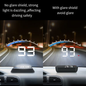 OBD II Car HUD Head Up Display Digital Windshield Projector Speed Meter Speedometer Over-Speed High Water Temperature Alarm Universal For Cars, Trucks, Buses as picture show