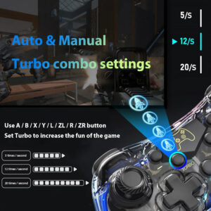 Wireless Transparent RGB Video Gamepads Game Controller Joystick STK-7039RG Compatible For Switch Pro Windows 7/8/10 And PC Steam Transparent Black
