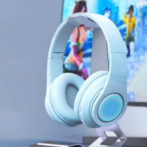 Wireless Headsets Over-Ear Stereo Lighting Earphones Lightweight Gaming Headset For Smart Phone Computer Laptop black