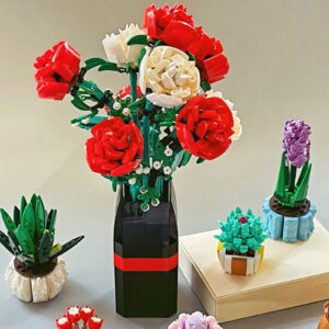 Potted Flower Building Blocks Plant Bouquet Assemble Building Bricks Tabletop Ornaments Decoration For Kids Birthday Gifts 92360 as shown