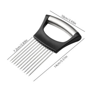 Onion Slicer Holder, Stainless Steel Vegetable Slicer Cutter, Food Slicer Assistant Tool For Slicing Fruit Lemon Vegetable Potato Tomato Meat, Dishwasher Safe onion needles