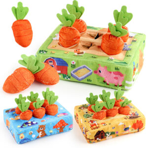 Rabbit Toys, Interactive Toys With 6 Small Carrots, Small Animals Interactive Chew Toys Supplies For Chinchilla, Hamster, Guinea Pig, Hedgehog Jungle Pulled Radish 102.2g